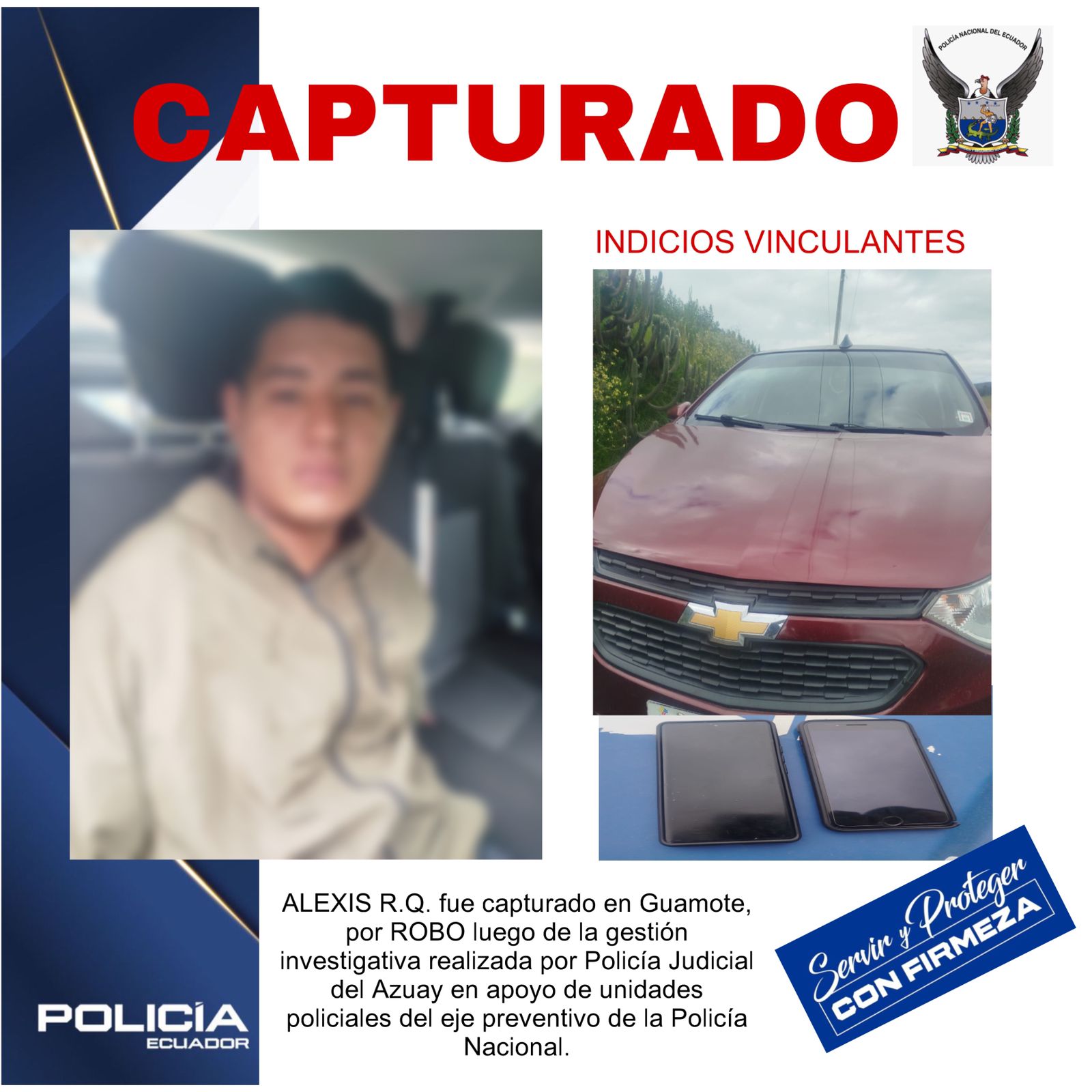 Dictan prisión preventiva para implicado en robo violento de vehículo en Cuenca.